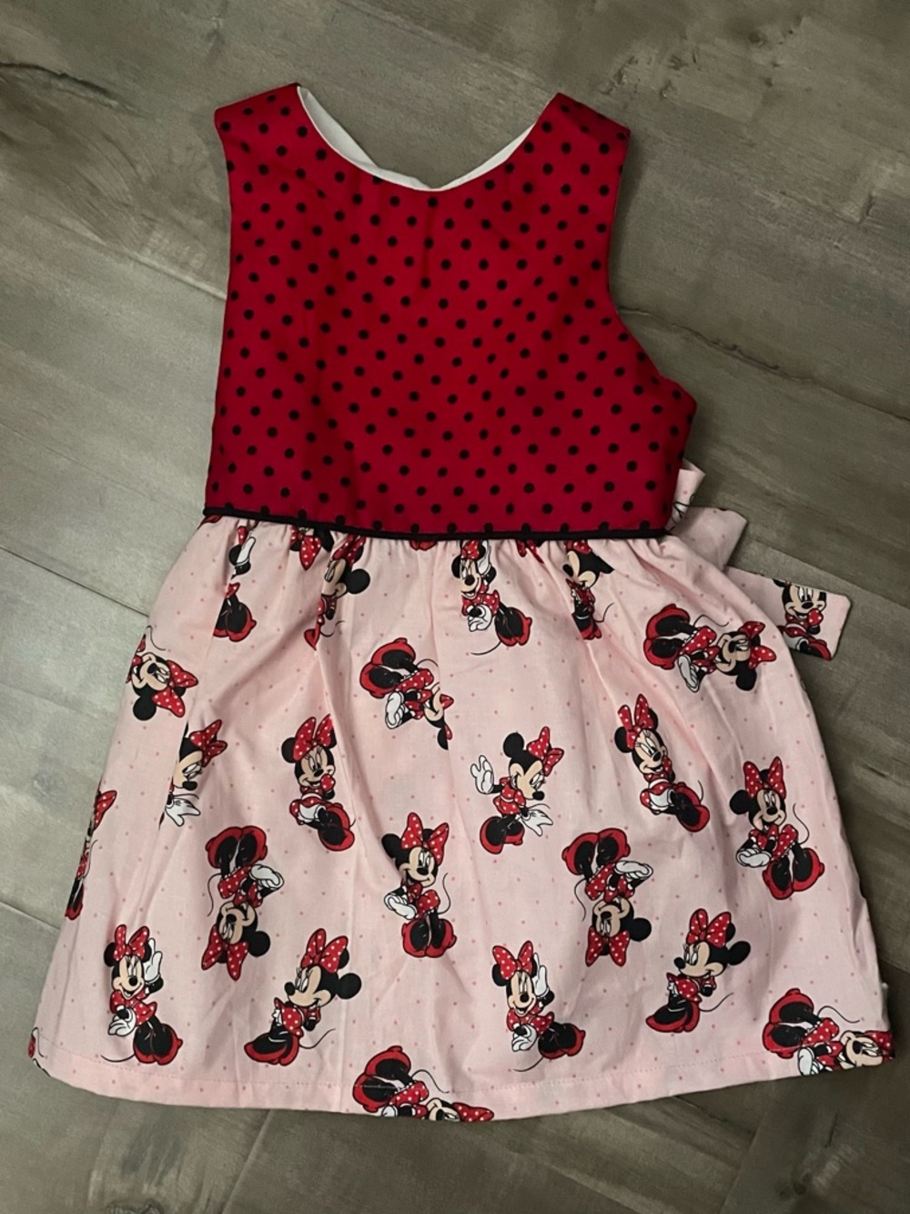 Handmade sewn Red & Pink Minnie Mouse Polka-Dot Kids Dress size 2t